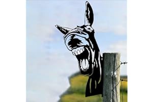 CCWORAN Ornements De Jardin D'Âne en Métal pour Clôtures Décorations en Plein Air Maison Âne Animaux Jardin Décor Sculptures Rouillé Fonte Silhouettes Arbre Cour Mur Art Cadeau DonkeyA