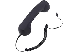 Ejoyous Retro Type C Telefonlur, Ergonomisk Trådbunden Mikrotelefon (Black) | HiFi-högtalarmikrofon, volymreglage, spiralkabel, plug and play, ABS-konstruktion, skrivbordstillbehör för videosamtal