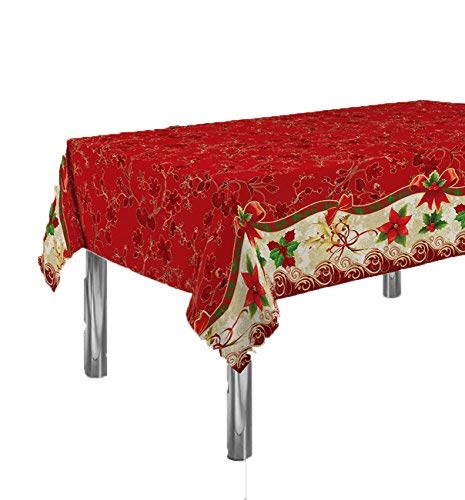 ExclusivoCIR Manteles Red Flower Navidad Pascua Estampados Antimanchas Colores Primaverales Decoracion Hogar (350 x 150 cm)