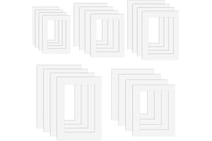 JMOOT Picture Mounts for Frames 20pcs, 5 Sizes Photo Mounts White Pictures Photos Frame Mount Mats Board for Image Display Artworks Paintings