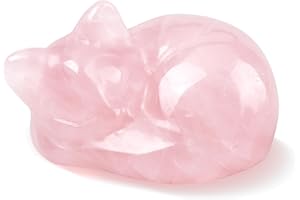 hurifeng Pink Crystal Cat Statue Decoration - Sculpture for Living Room - Decorative Figure Sleeping Cat - Gift for Cat Lovers