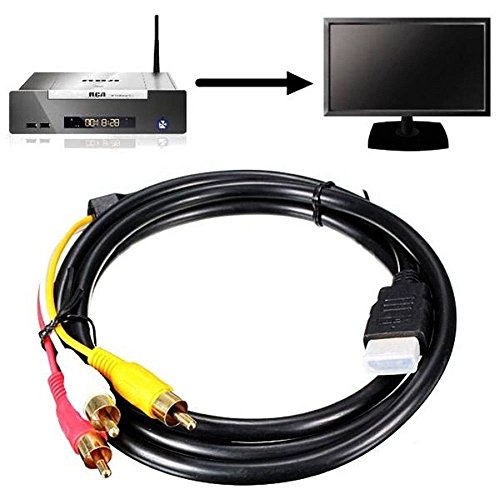 HDMI auf Cinch Kabel, goodlucking 5 ft 1,5 m HDMI Male to 3RCA Video Audio AV Komponente Konverter Adapter Kabel für HDTV DVD und die meisten LCD-Projektoren (schwarz) - 5