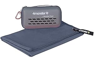 4Monster Microfibre Travel Towel - Quick Dry, Lightweight, Ultra Soft, Super Absorbent Compact Camping Towel for Sports, Gym, Beach, Camping, Yoga, Swimming, Hiking