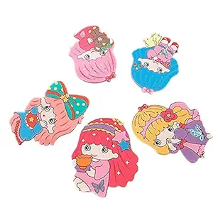 SHINAZ?Pack of 5 pcs Doll Shape Clips for Baby Girl's Printed Color Ribbon Clip Soft Clip Hair Clips pins Hair Accessories for Girls (Random Color/Design)