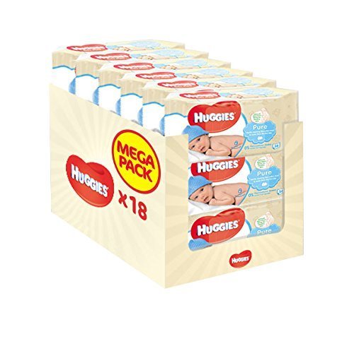 Huggies Pure Baby Wipes - 18 Pack (56 Wipes Per Pack, 1008 Wipes Total)
