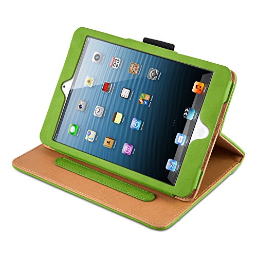 iPad Mini Hülle – JAMMYLIZARD Ledertasche Smart Cover mit Standfunktion für iPad Mini 4. 3. 2. & 1. Generation, GRÜNG & HONIG, [MIT STIFT-HALTER] - 2
