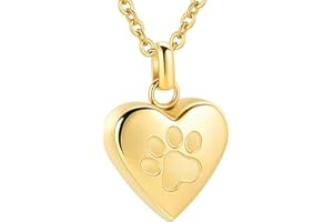 InfuMemo Pet Heart Cremation Jewelry For Ashes For Dog/Cat Paw Stainless Steel Memorial Locket Urn Necklace Paw Print Pet Heart Urn Necklace Memorial Keepsake Jewelry Ashes