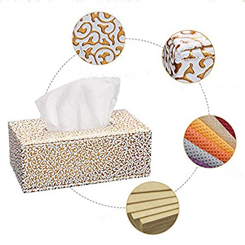 SOEKAVIA PU Leder Kleenex boxen Tissue Box Taschentücher boxen Kosmetikbox für Haus und Auto(Groß)-Gold - 9
