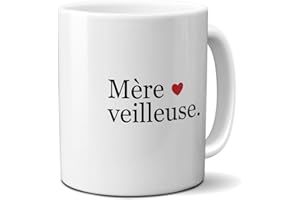 DECOHO Tasse à café Mère-Veilleuse - Tasse jeu de mots humoristique pour fête des mères - Idée cadeau super maman fêtes de fin d'année