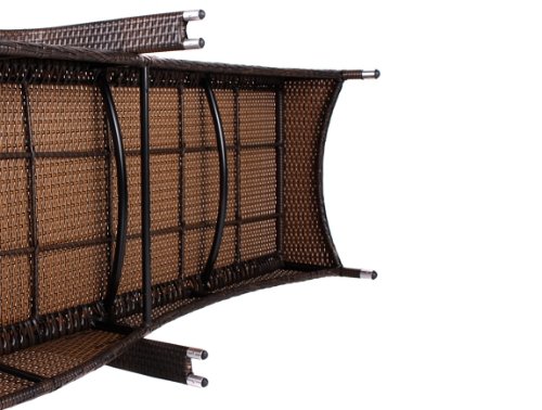 XXL 80 cm breite und 40 cm hohe PREMIUM LIEGE mit 8 cm Auflage mit Kopfkissen (waschbar). Unsere HOCHWERTIGE, EXKLUSIVE, 5 STERNE Liege „Imola“ Sitzhöhe von ca. 40 cm (inkl. 8 cm Auflage) bis ca. 200 kg belastbar, 25 cm große stabile Räder, 10 mm durchgängige Edelstahlsteckachse, bestens für gewerblichen Einsatz geeignet, 5-fach verstellbare Rückenlehne (ganz flach), Material: Polyrattan Aluminiumrahmen Edelstahlschrauben, Sonnenliege aus Poly Rattan, Farbe Java Braun - 7