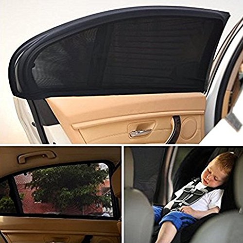 Auto Fenster Sonnenschutz, SHABEI Mesh Sonnenblende Autos Sun Shield für Side Rear Windows Seitenscheibe Autosonnenschutz, 2 Pcs, Sperrung Sun Glare für Baby, Kinder, Haustiere – Schwarz - 2