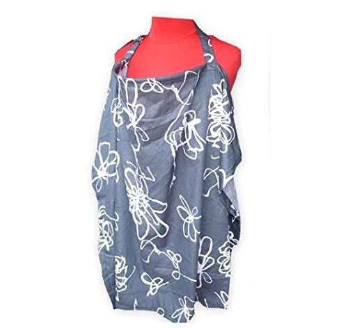 Palm & Pond Grey/White Floral Baby Breastfeeding Cover Medium
