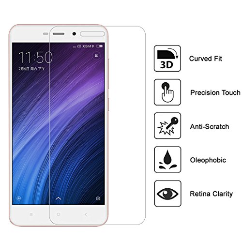 EasyULT  2 Pack  Protector de Pantalla XIAOMI REDMI 4A   Protector Pantalla de Cristal Templado para XIAOMI REDMI 4A   Transparente Dureza de Grado 9H 