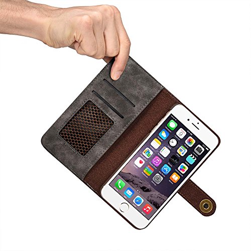 iPhone SE 5 5S H  lle  Dfly  2 in 1   Abnehmbare Wallet Folio   Retro Premium PU Leder aus   u  erem und offenem Haar Echtes Leder von Innerem  Handyh