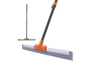 ‎CLEANHOME CLEANHOME Wasserschieber Bodenabzieher Dusche Mit Teleskopisch Stiel 112-138cm,Neuer Abzieher Dusche Boden Wasser Wischer Duschabzieher Silikon(Orange Grau)