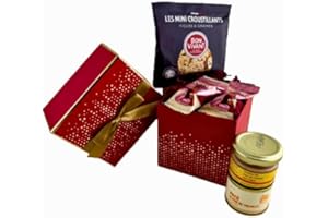 FG1RG-COLIS GOURMANDS - Elégant coffret rouge Fondant de Foie Gras de Canard aux Cèpes - Colis Prêt à Offrir Idée Panier Cadeau, Anniversaire, Retraite Panier gourmand