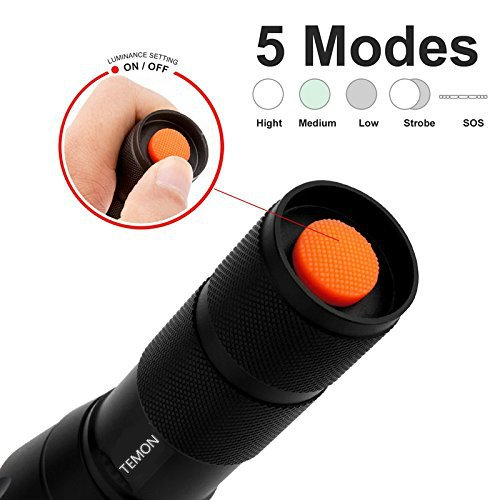 Taschenlampe LED 1000 Lumen CREE T6, 5 Beleuchtungsmodi, Zoomable, Leben 100000 Stunden, für Innen- und Außenbereich - 5