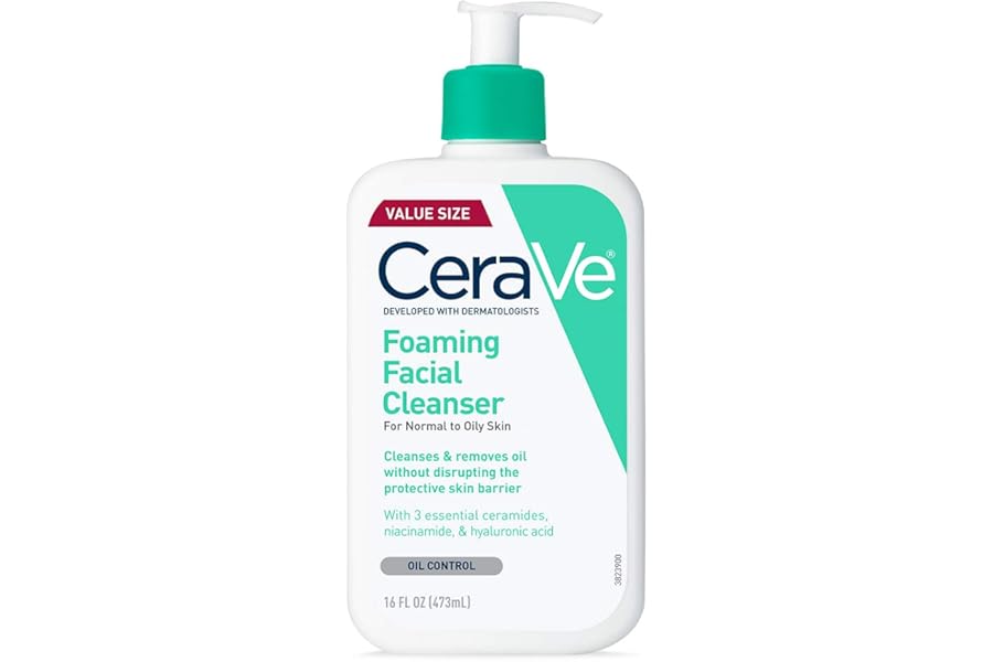 CeraVe Foaming Cleanser 16 oz for Daily Face Washing, Normal to Oily Skin