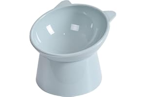 Dotoen Raised Cat Bowl，Elevated Cat Feeding Bowls with Stand，Anti Vomit Cat Food Bowl，Cat Feeder Food Water Bowl Cat Dishes 15° Tilted Raised Cat Feeder (Blue)