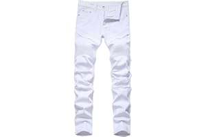 AIYINO Mens Biker Jeans Ripped Regular Straight Leg Stylish Denim Jeans All Waist
