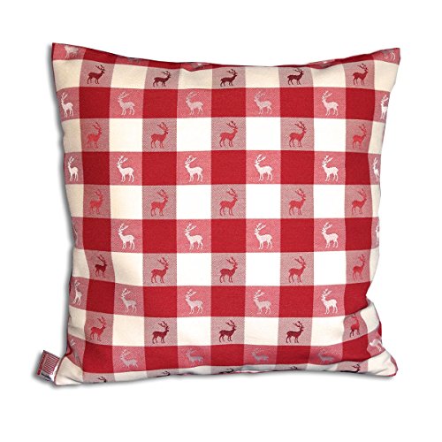 1 Kissenhülle "Karo in Rot" passend zu Dekoschal Karo in Rot 40 x 40cm - Hirsch