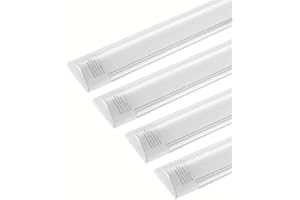 Sararoom Pantalla LED Tubo Integrado 30cm, Regleta Luminaria LED 10W 1200LM Lampara LED de Techo, Blanco Neutro 4500K Barra LED, Ángulo haz de 130° Fluorescente Lampe Para Salón Cocina Garaje,4Pcs