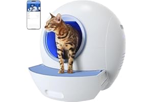ELS PET Automatisches Katzenklo: WiFi Selbstreinigende Katzentoilette mit APP Steuerung/Max Kapazität/LED Alert Licht, Katzenklo Selbstreinigend für Mehrere Katzen, Blau