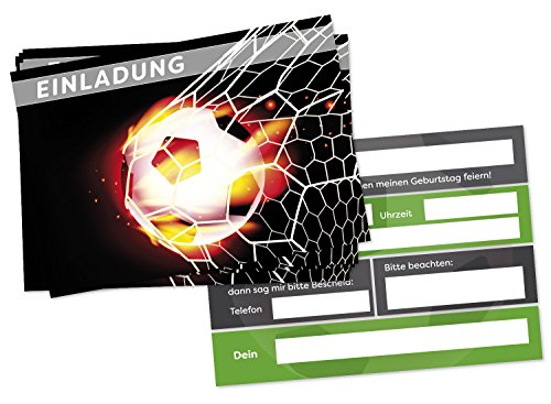 16 Einladungskarten zum Kindergeburtstag – Motiv Fussball – für Kinder, Jungen, Party Feier Jungs Geburtstagseinladungen im Set - 3