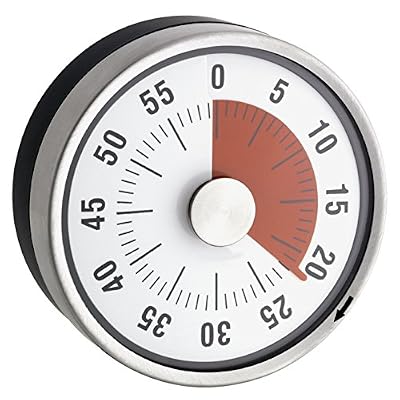 Fishtec ® Minuteur Mécanique de Cuisine - Inox - Magnétique - Ø 8 X 3.2 cm