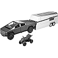 Magicwand® 1:32 Scale Die-Cast CyberrTruck Pick-Up Trailer with 6 Openable Doors Pull Back Action,Lights & Music【Pack of 1】【Diamond Black】
