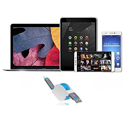 Skitic 2 in 1 Ausziehbares Roll-up Micro USB Typ C Metall Ladekabel Datenkabel Schnellladekabel für Huawei P9/ P9 Lite/ P8/ P8 Lite, Samsung Galaxy S7/ S7 Edge/ S6 / S6 Edge / S5 / S4, Galaxy Note 5/ 4/ 3/ 2, HTC, Sony, Oneplus, Xiaomi, LG, Motorola, Alle Handys und Tablette mit Android System (Blau) - 8