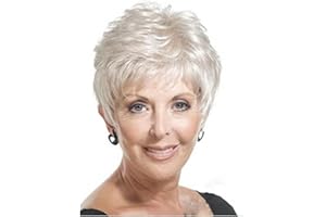 NMD&LR Pelucas Cortas, Pelucas Rizadas De Pelo Blanco Esponjoso Para Mujeres, Cosplay De Reina Pelo Natural De Uso Diario Adecuado Para Mujeres Y Niñas De Mediana Edad Y Mayores