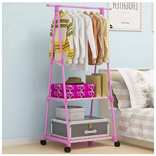 SHELFDQ Coat Rack Bedroom Foyer Metal Hanger Anti-rust Simple Modern Hanger (color : PINK, Size : 55 * 42 * 160cm)