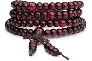 YXRRVING Braccialetto tibetano buddista con 108 perline in legno, 6 mm, per meditazione, rosario buddista, yoga, elastico, in ebano naturale, con perline in legno di sandalo, collana da polso per uomo