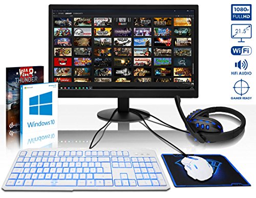 VIBOX Pyro SA8-284 Komplett-PC Paket – 3,8GHz AMD A8 Quad-Core CPU, Desktop PC Computer mit Spielgutschein, 22″ HD Monitor, Weiß Tastatur & Mouse, Windows 10, Blau Innenbeleuchtung, lebenslange Garantie* (3,1GHz (3,8GHz Turbo) Superschneller AMD A8 7600 Quad 4-Core Prozessor CPU, 4GB DDR3 1600MHz RAM, 2TB (2000GB) SATA III 7200rpm Festplatte, 400W 85+ Netzteil, CIT Storm Weiß Blau Gaming Geh§use, FM2+ Mainboard, 150Mbs WLAN-Adapter) - 2