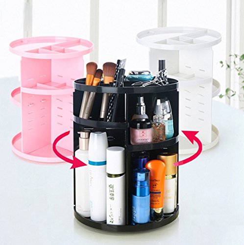 Schönes leben* Multifunktionaler Kosmetikorganizer Kosmetikständer 360 Grad Drehbar Aufbewahrungsbox für Gesichtswasser, Cremes, Kosmetikpinsel, Lippenstifte, Nagellack (#1 Weiß) - 7