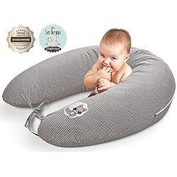 Sei Design Coussin d'allaitement de qualité, Oreiller de Grossesse, 170 x 30cm | Remplissage: Boules de Fibres 3-D, Testées et certifié Ökotex. Taie avec Zip et Broderie de Haute qualité
