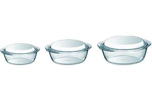 Pyrex Essentials - Set of 3 glass casseroles high resistance 1,4L/2,1L/3L