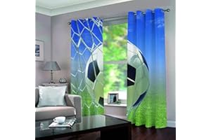 CTQTZ Football Style - Tende oscuranti termiche da calcio, a tema tende oscuranti moderne, 280 x 250 cm (larghezza x altezza), confezione da 2 tende oscuranti con occhielli