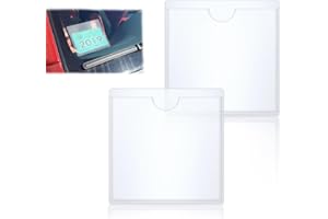 IBEIKE Parking Permit Holder for Car Windscreen - 2 PCS Transparent Self Adhesive Car Tax Disc Holder Square, Car Permit Holder for Van, Caravan Windscreen, Photos Passports (4.13 * 4.13 Inch)