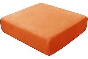 BXFUL Sofa-Sitzkissenbezüge, Sofakissen-Bezüge Stretch-Samt, Couchkissen-Bezüge Ersatz für individuelle Kissen mit elastischem Stoff (Großer 1-Sitzer,Orange)