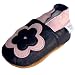Soft Leather Baby girl Shoes with Suede Soles by Dotty Fish Navy and Pink Flower design - 12-18 months