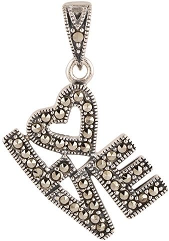 Ananth Jewels SommaSomma Made with Swarovski Marcasite BIS Hallmarked 925 Silver Love Initials Pendant for Women