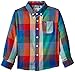 Original Penguin Baby-Boys Long Sleeve Checkered Shirt, Chinese Red, 18-24 Months
