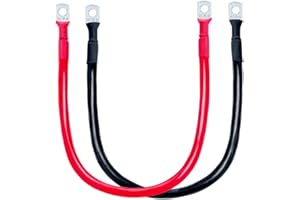 ‎ECO-WORTHY ECO-WORTHY Batteriekabel 2 Stück 35CM 16mm² Batterie Kupferkabel mit M6 Ringklemmen für Auto KFZ LKW Motorrad Solar Wohnmobil Marine Massekabel