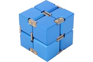 Atyhao Infinity Cube Fidget Toy, Lega di Alluminio Handheld Fidget Toys Infinity Desk Magic Cube Alleviare Lo Stress Giocattolo Riduzione della Pressione Ansia Sollievo Giocattolo(Blu)