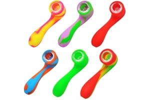 ANSO 1 pcs Silicone Smoking Pipe Tube Hand Tobacco Pipe Glass Bowl Random Color