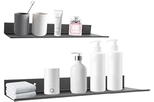 YOUNTHYE Regał ścienny, 30 cm/40 cm, półka prysznicowa, bez wiercenia, czarna, metalowa, wisząca, regał prysznicowy, łazienkowy, regał metalowy, do sypialni, salonu, biura, łazienki, 2 sztuki