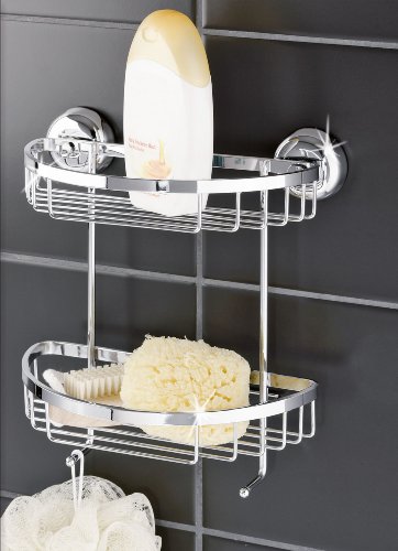 WENKO 18234100 Magic-Loc Wandkorb Bessano mit 2 Ablagen – Befestigen ohne bohren, Edelstahl rostfrei, 23.5 x 27 x 15 cm, Glänzend - 8