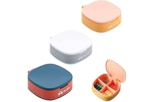 OHAODUO Pastillero portátil, 3 unidades con 4 compartimentos, tamaño pequeño para viajes, y uso diario